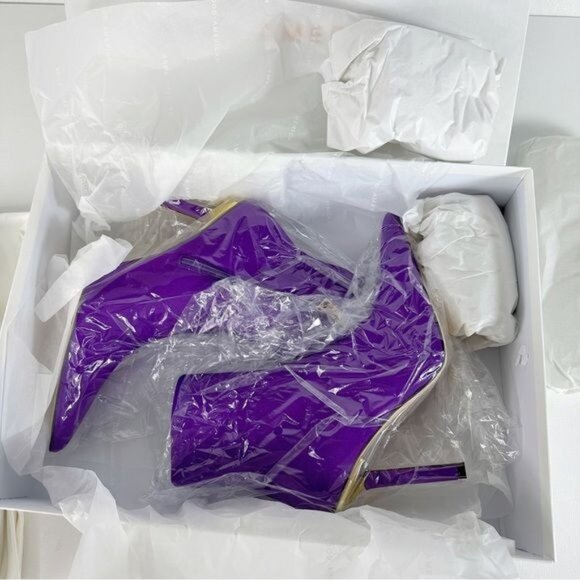 NEW Good American High Kickstand Neoprene Bootie Purple Size 10 - Picture 4 of 15